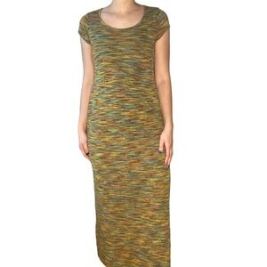 VINTAGE Space Dye 70s Small Maxi Dress Small